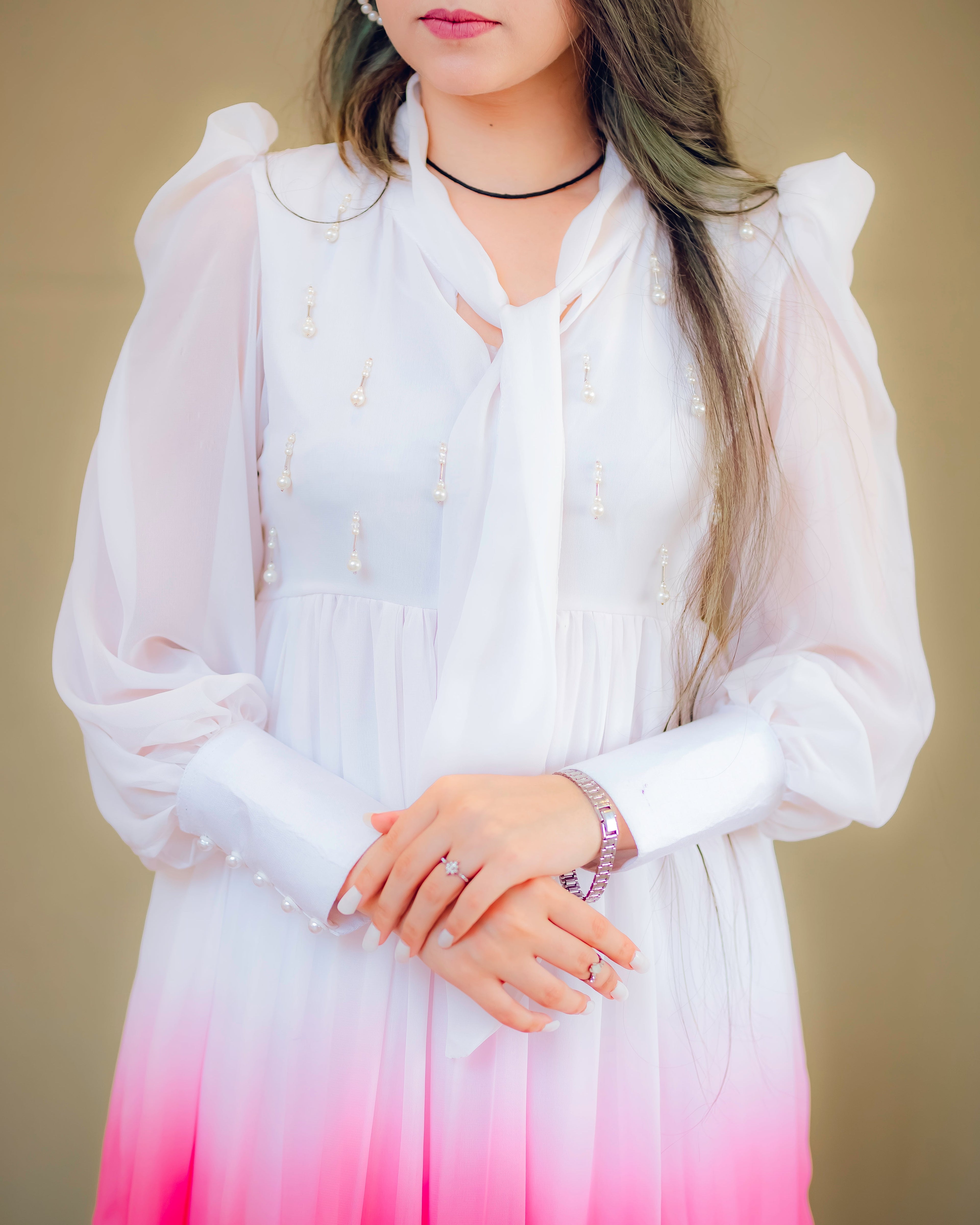 Tie Dye Orchid Georgette Dress